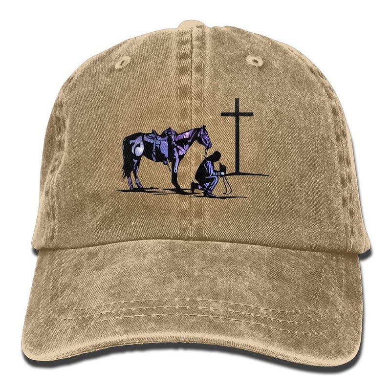 MOCSONE Cowboy Horse Prayer Unisex Adult Baseball Hat Sports Outdoor Cowboy Cap for Men and Women Snapback - Image 1